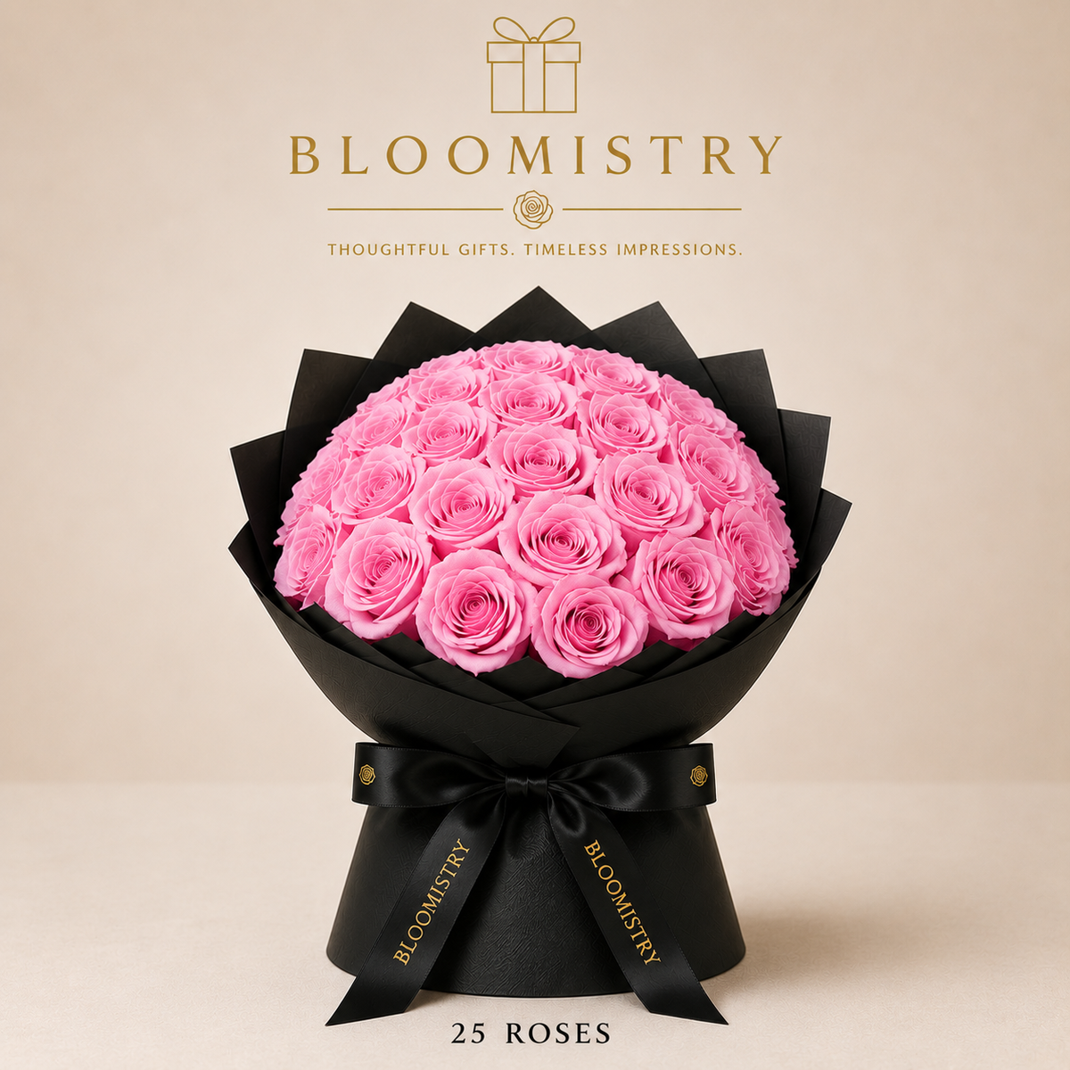 Pink rose in Black wrapping classic