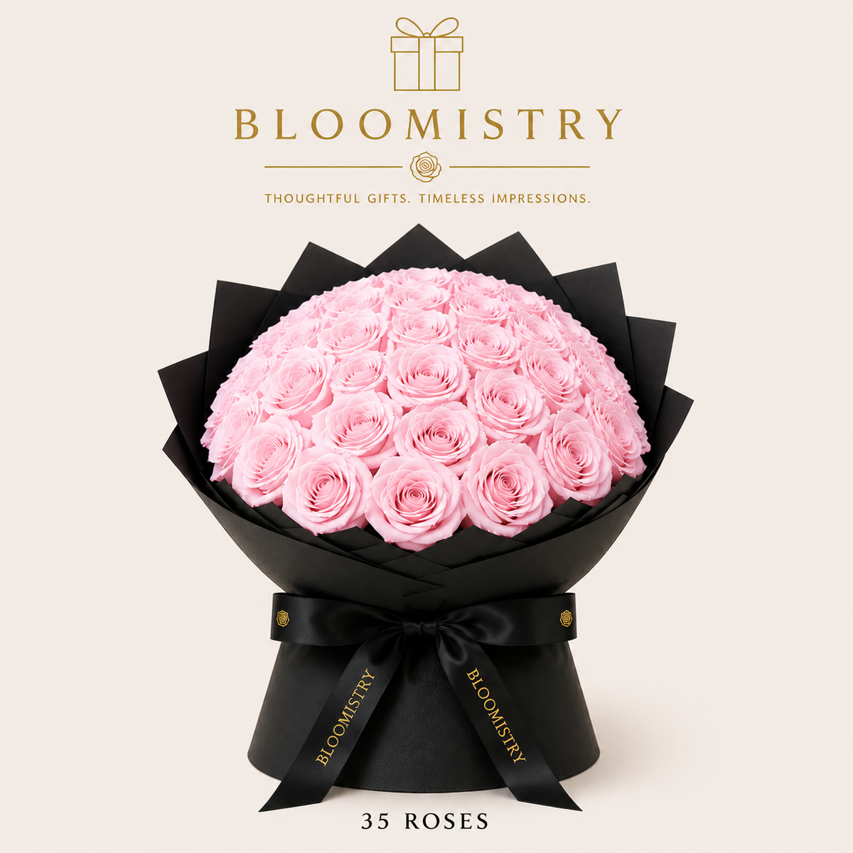 Pink rose in Black wrapping premium