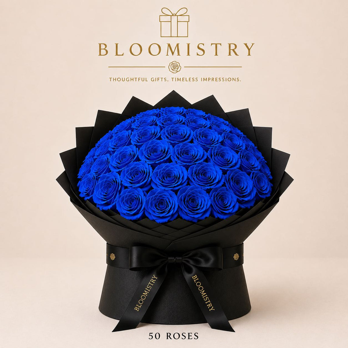 Blue rose in Black wrapping deluxe