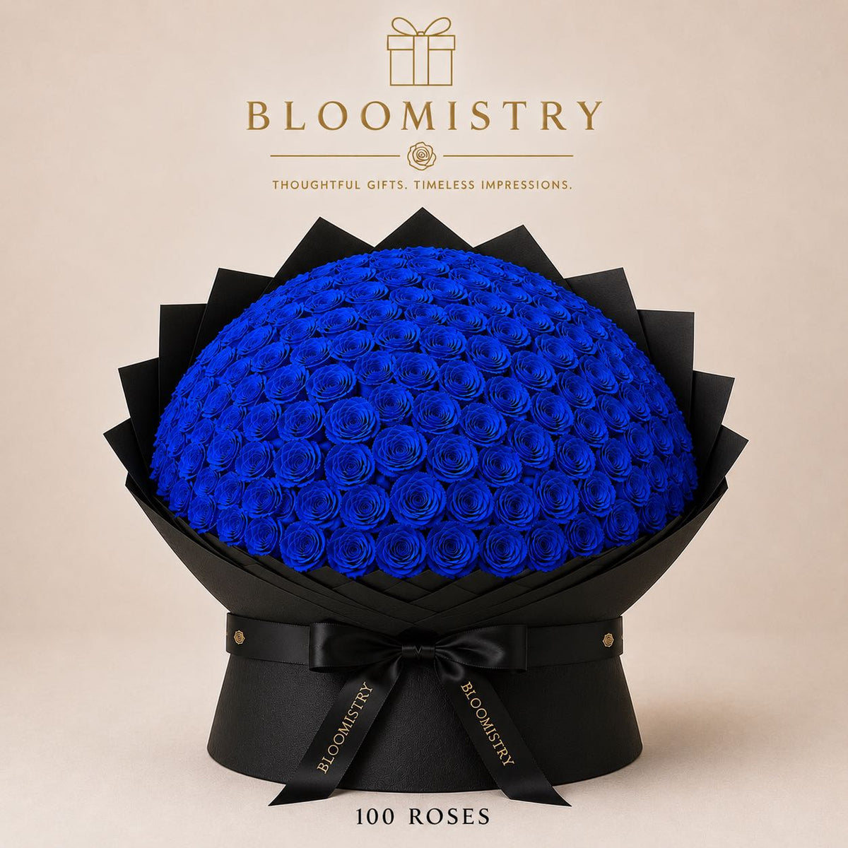 Blue rose in Black wrapping royal