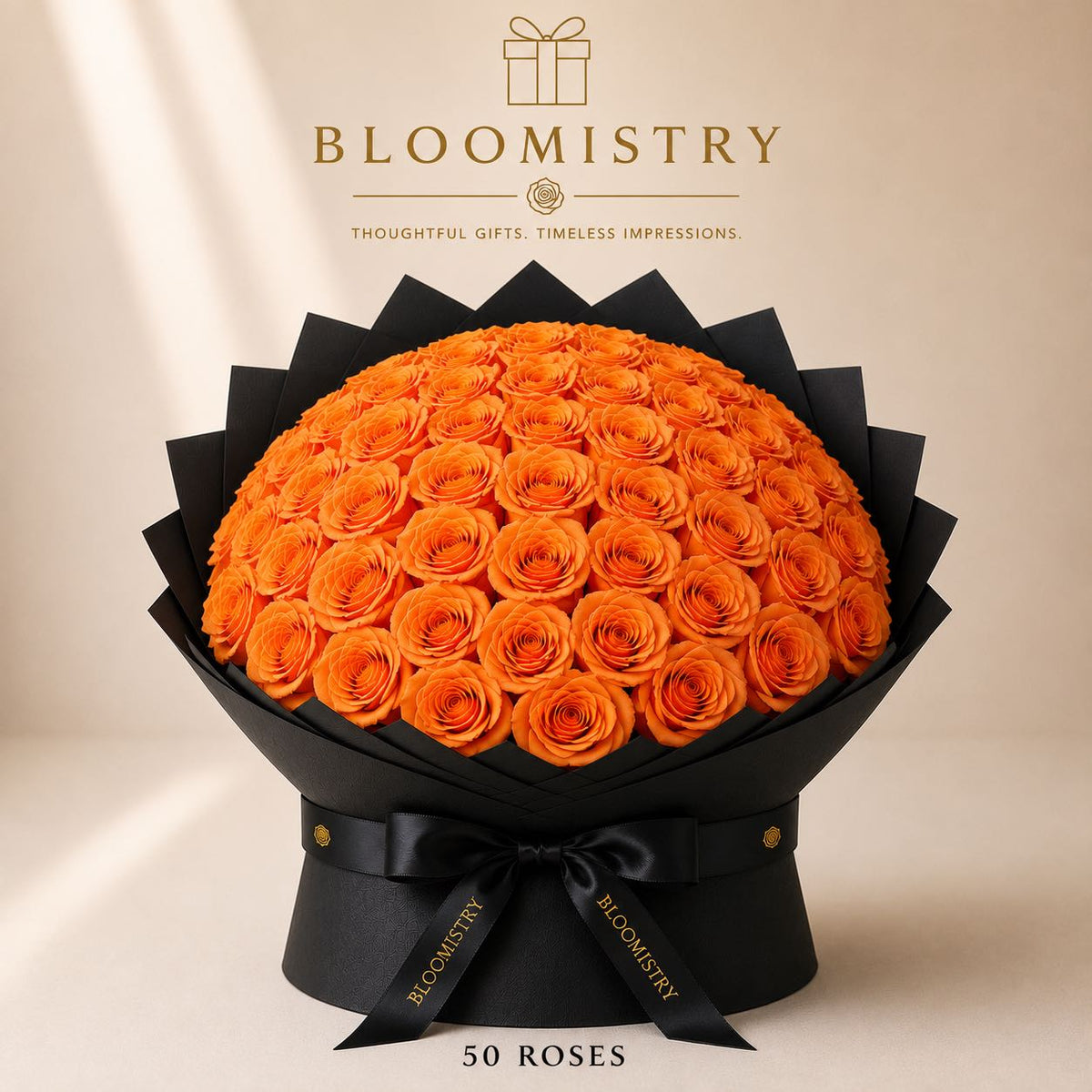 Orange rose in Black wrapping deluxe