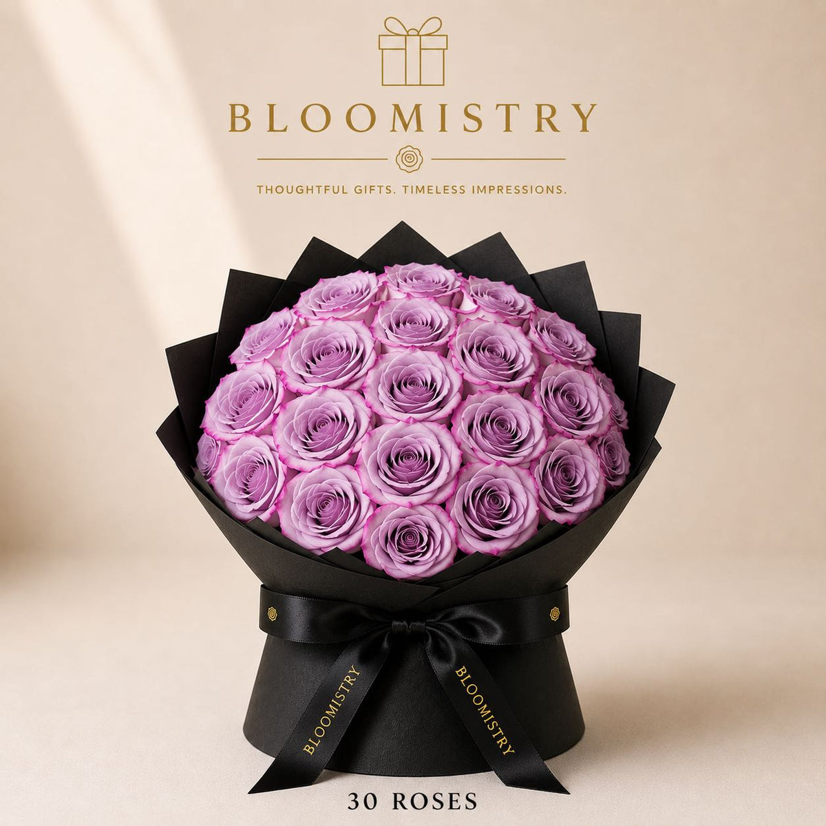 Purple rose in Black wrapping premium