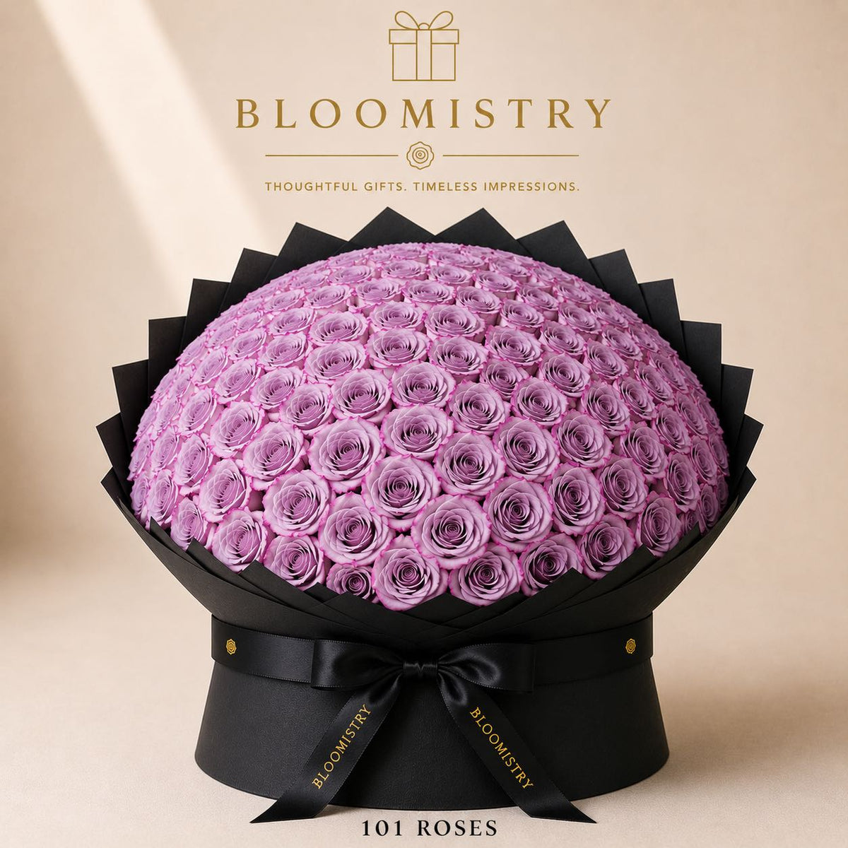 Purple rose in Black wrapping deluxe