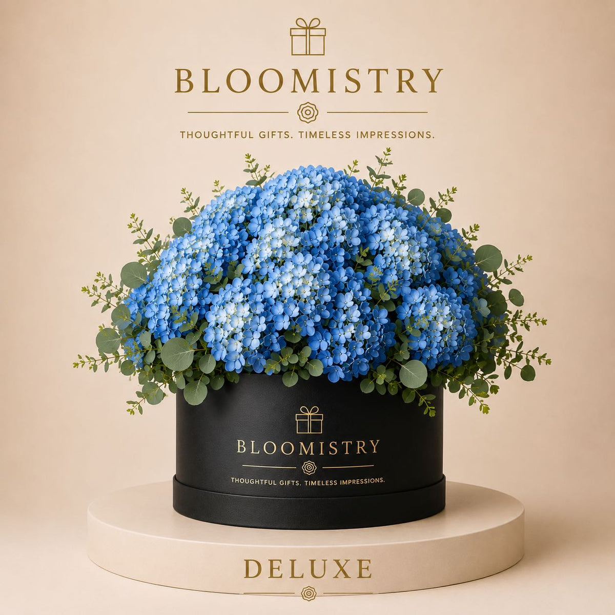 Blue Hydrangea in Black box Deluxe