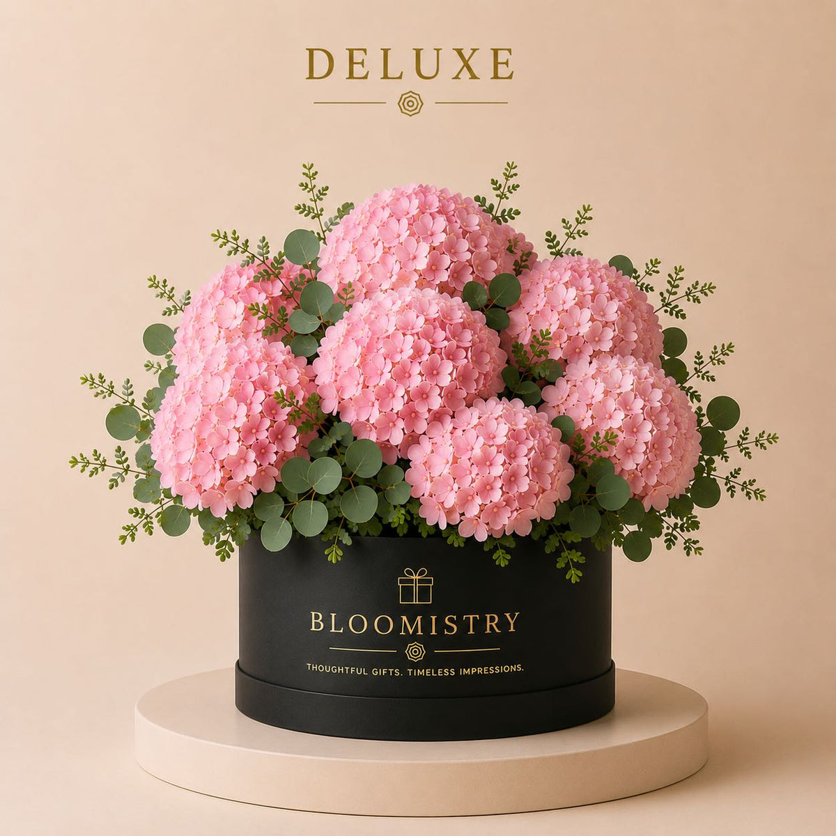 Pink Hydrangea in Black box Deluxe