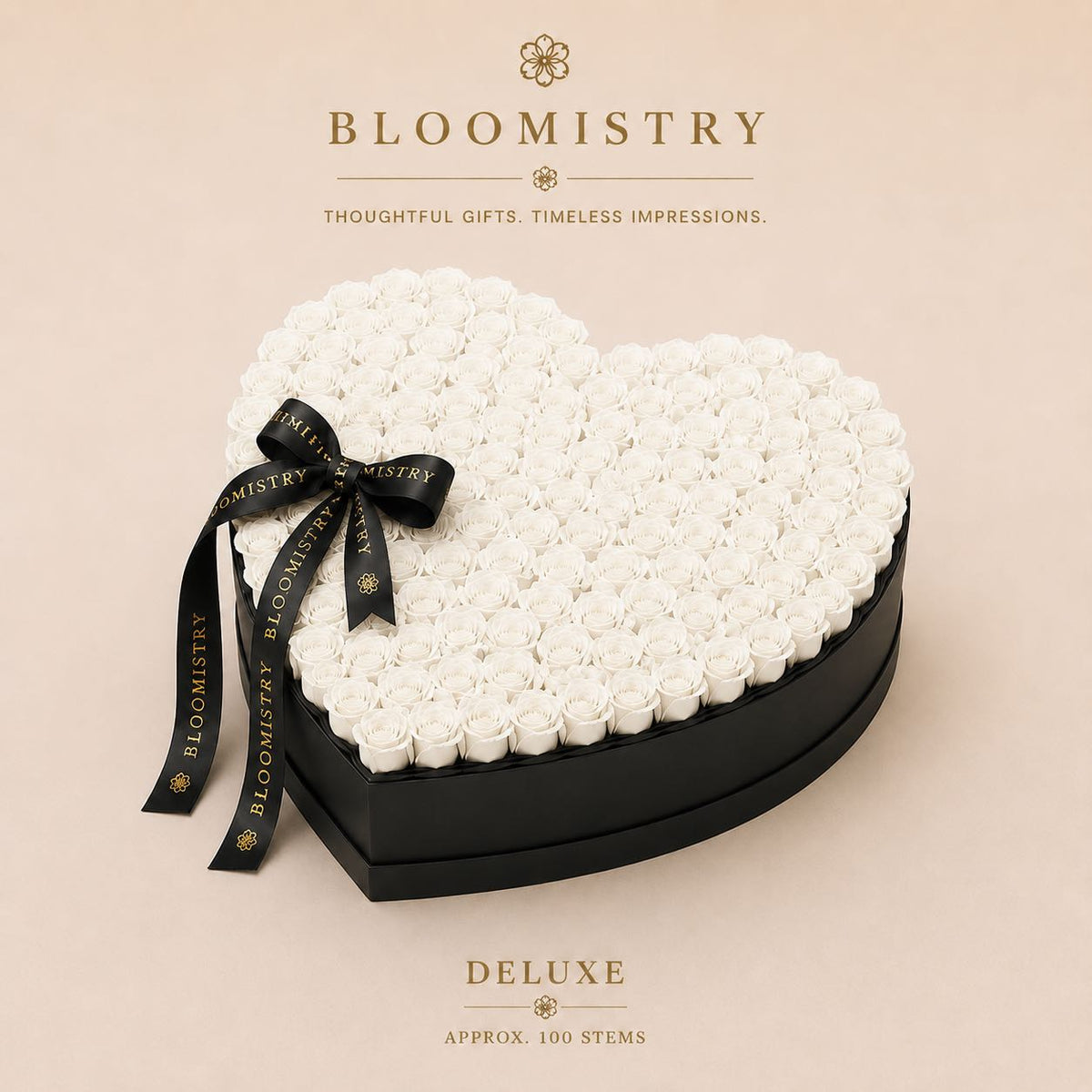 White rose in black box Deluxe