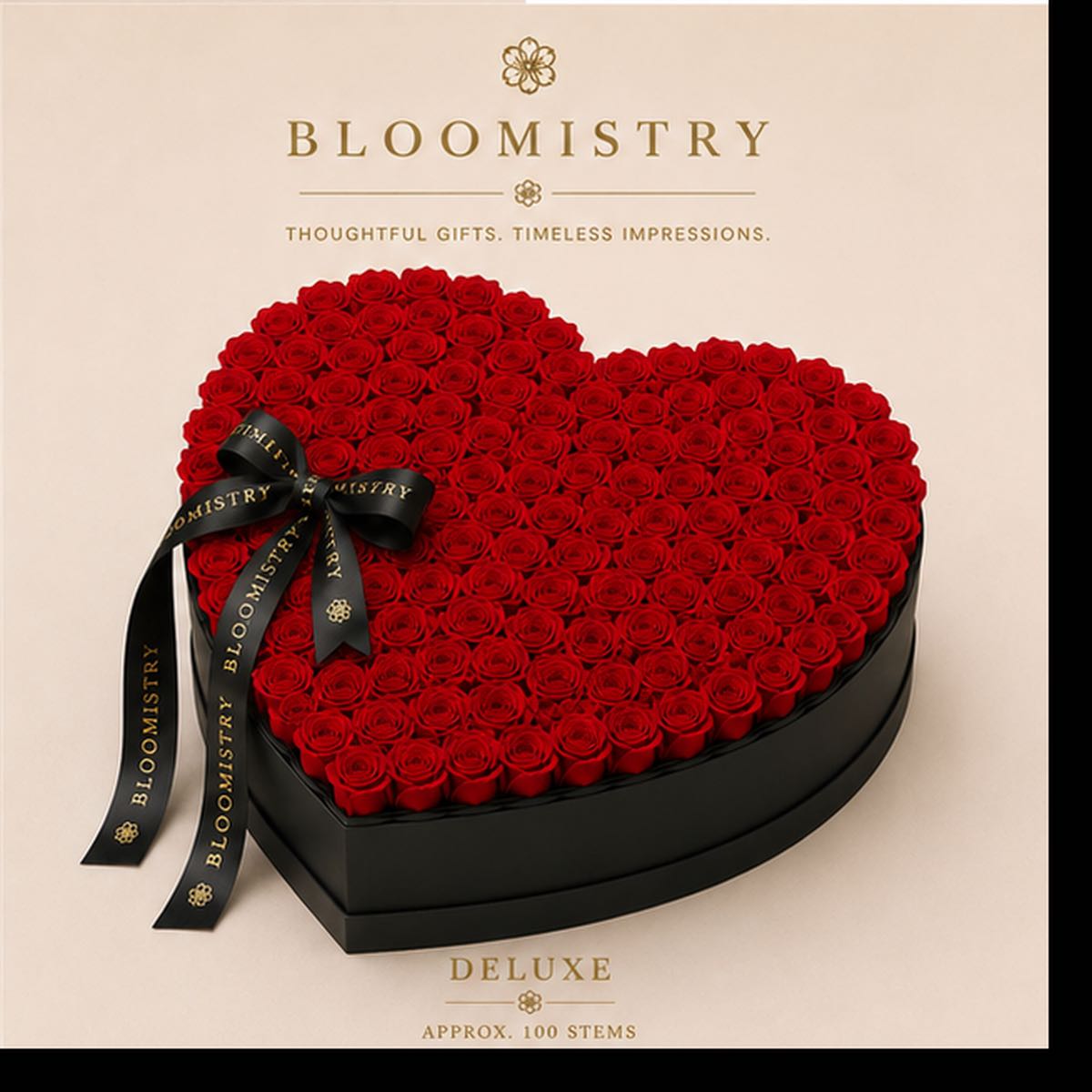 Red rose in black box Deluxe