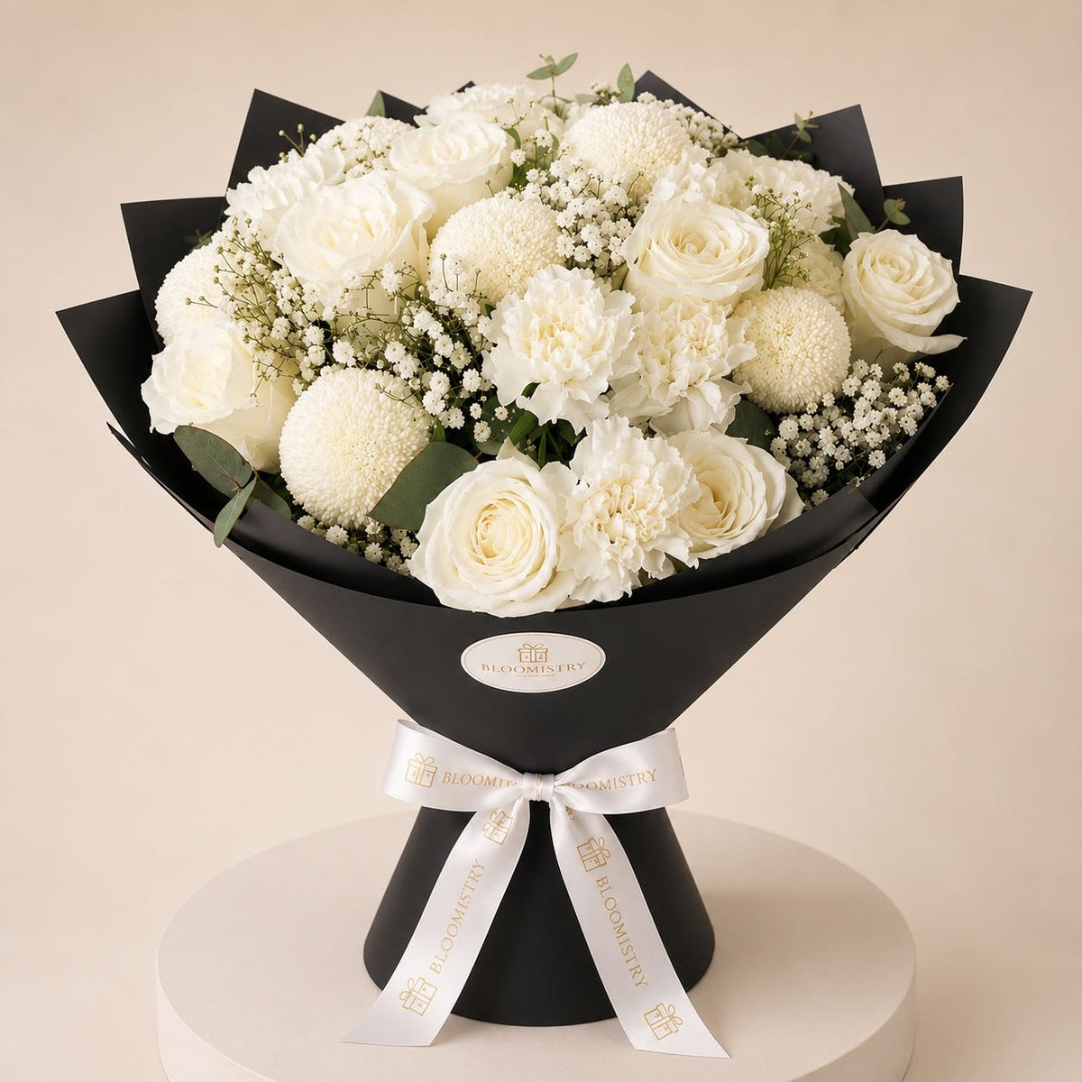 Blanc Nuage Bouquet, second view — white rose arrangement delivered across the UAE by Bloomistry