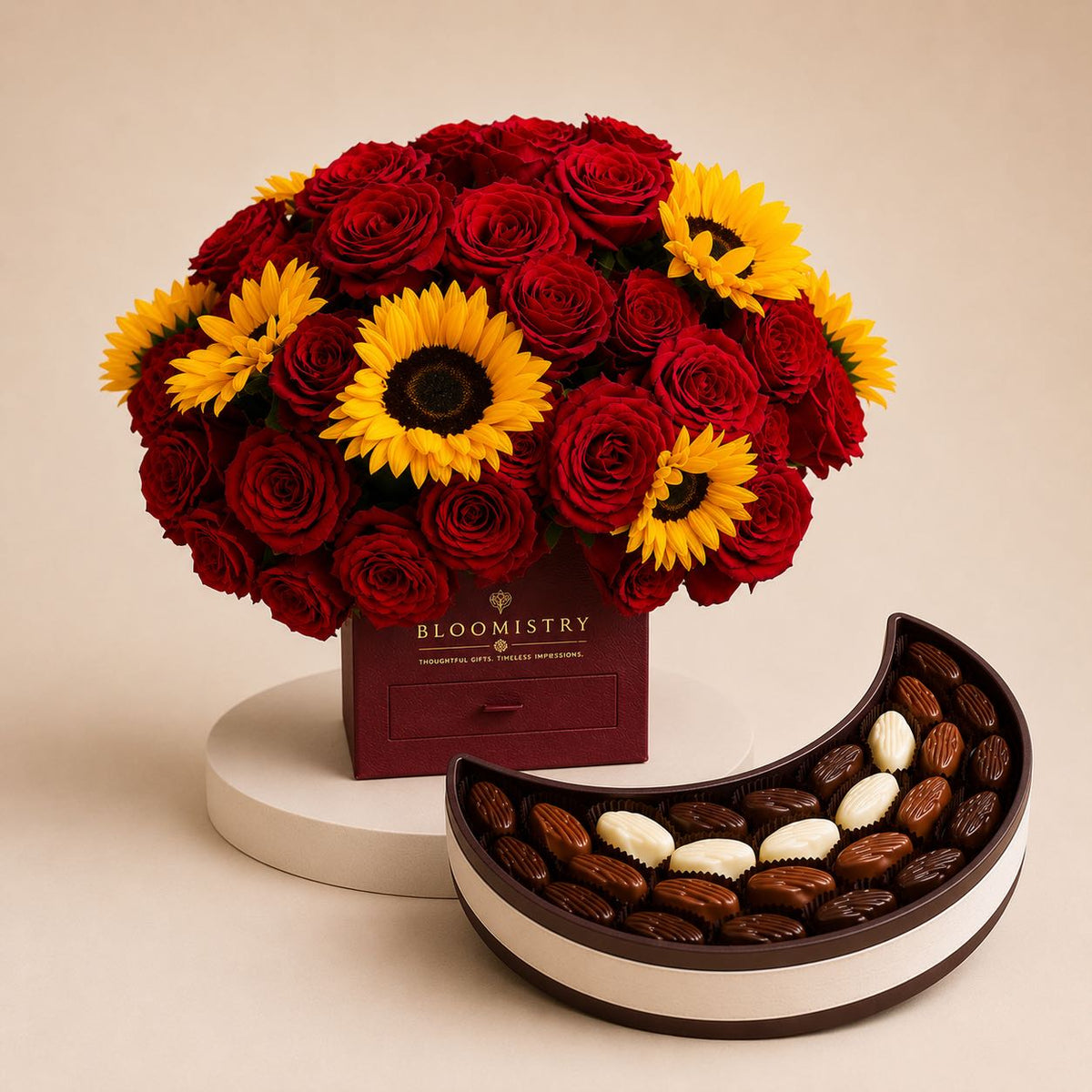 Tuscan Eclipse with Schokorize chocolate — flowers and chocolate gift delivered across the UAE by Bloomistry