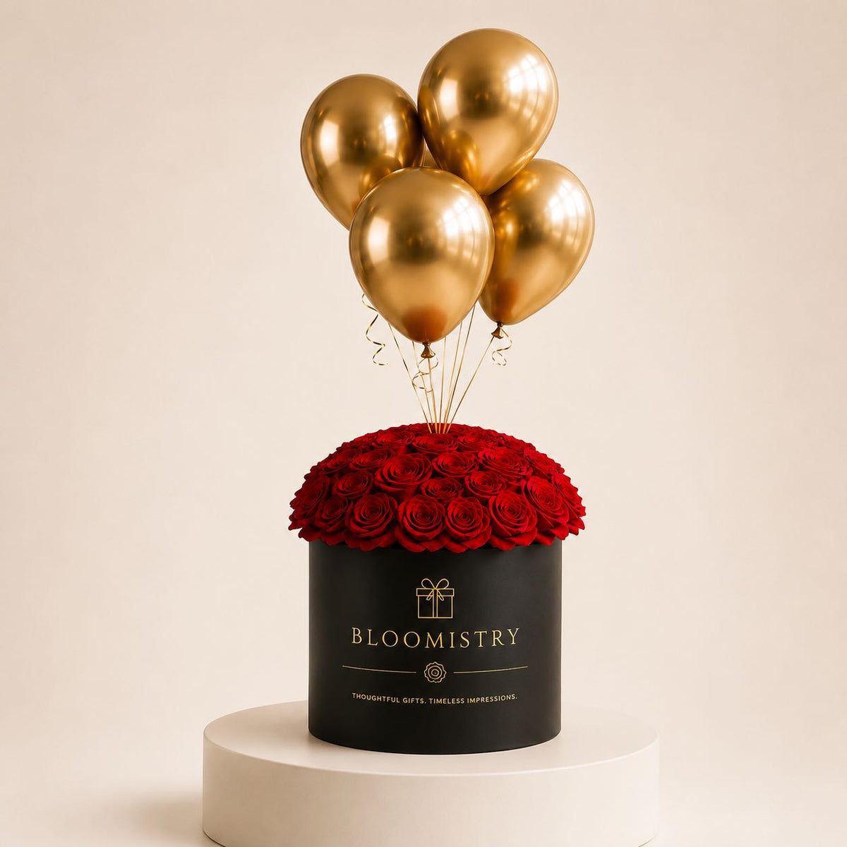Crimson Rose Black Box — red roses in a black box delivered across the UAE by Bloomistry