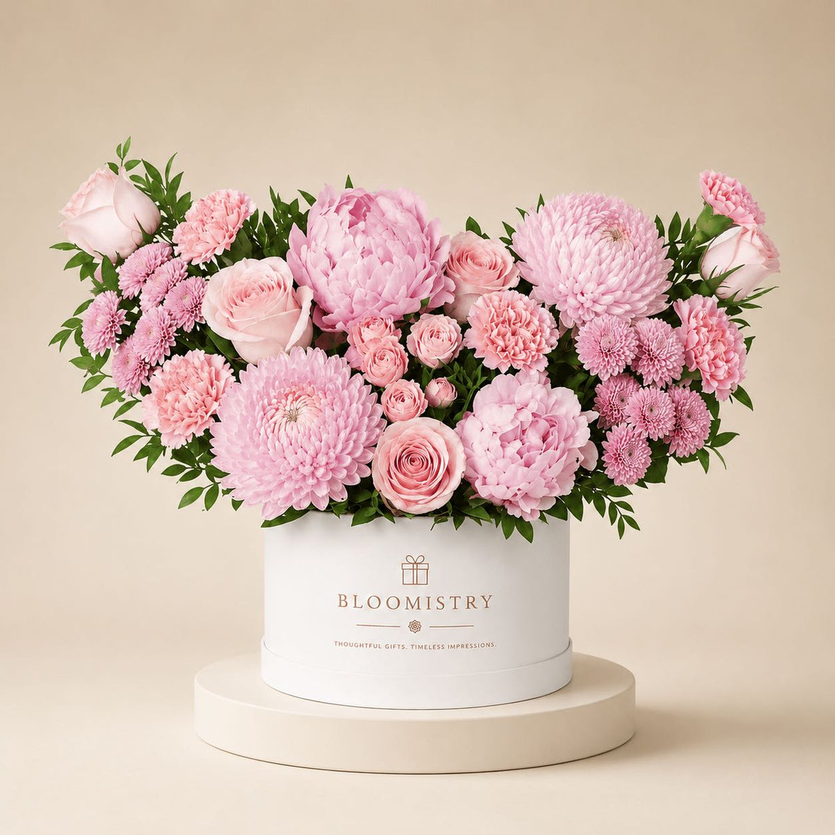 Petite Pink Mixed Flower Box — fresh flower arrangement delivered across the UAE by Bloomistry