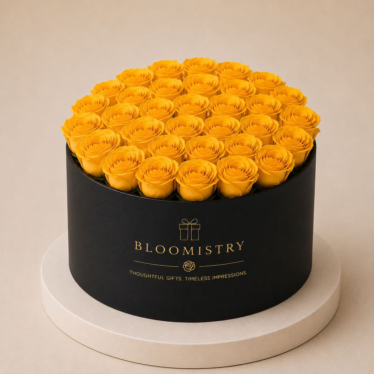 Yellow rose in Black box deluxe