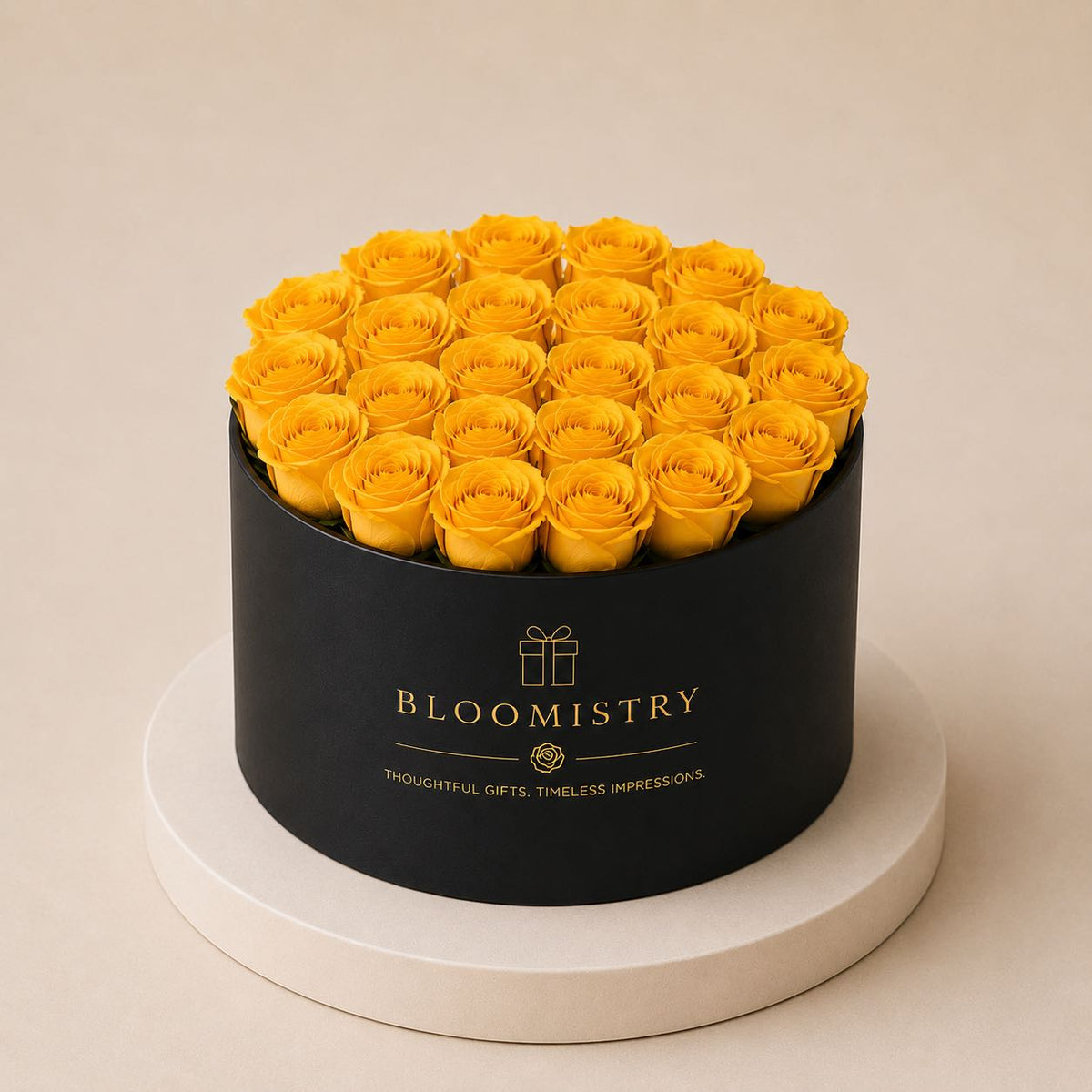 Yellow rose in Black box - premium
