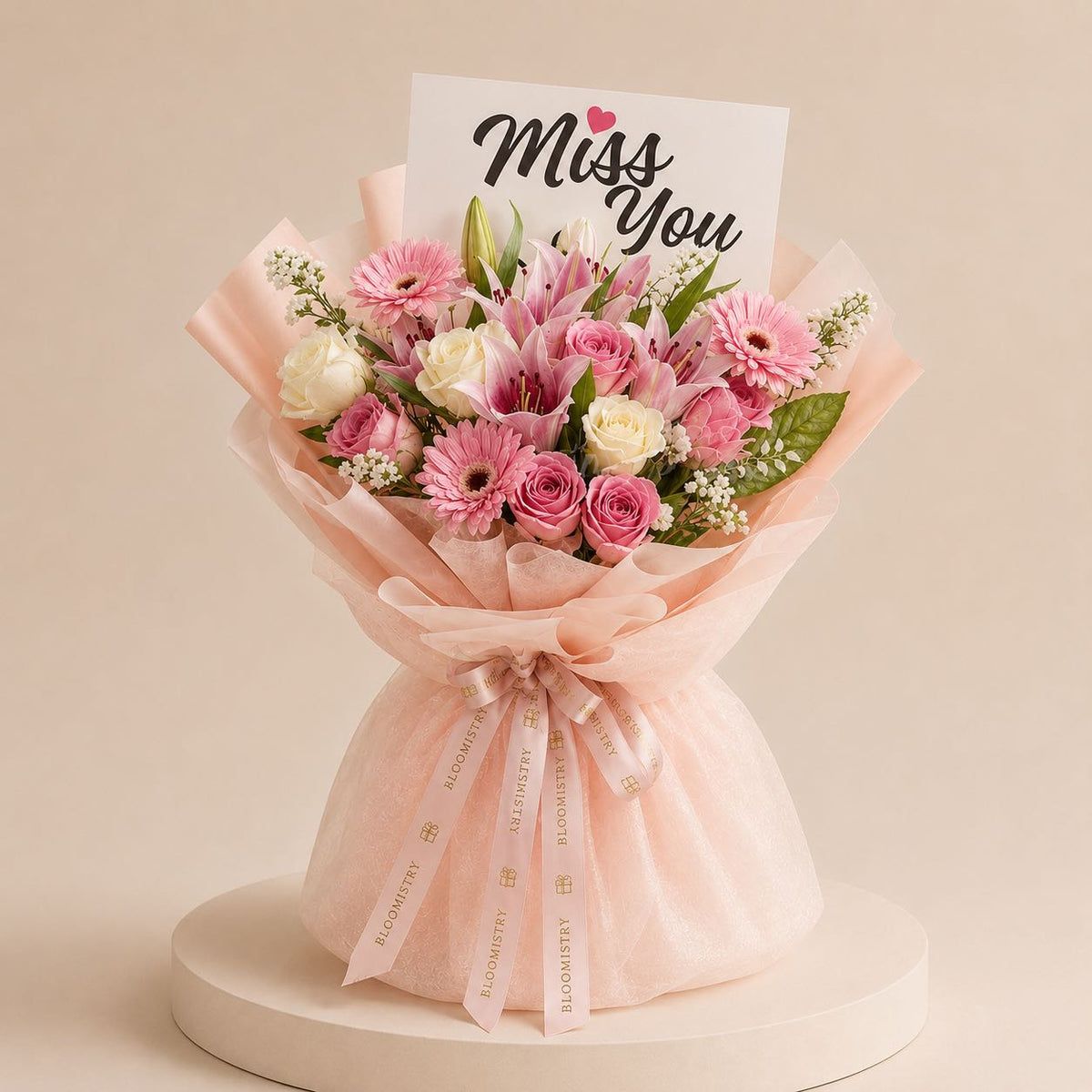 Pink Harmony Bouquet — pink flower arrangement delivered across the UAE by Bloomistry