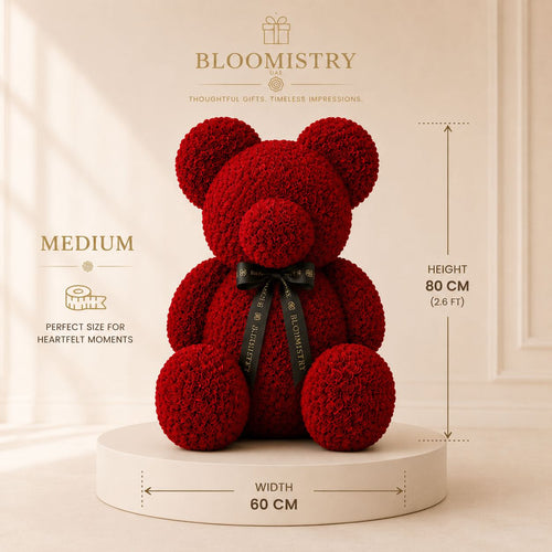 Red Rose Teddy, third view — delivered across the UAE by Bloomistry