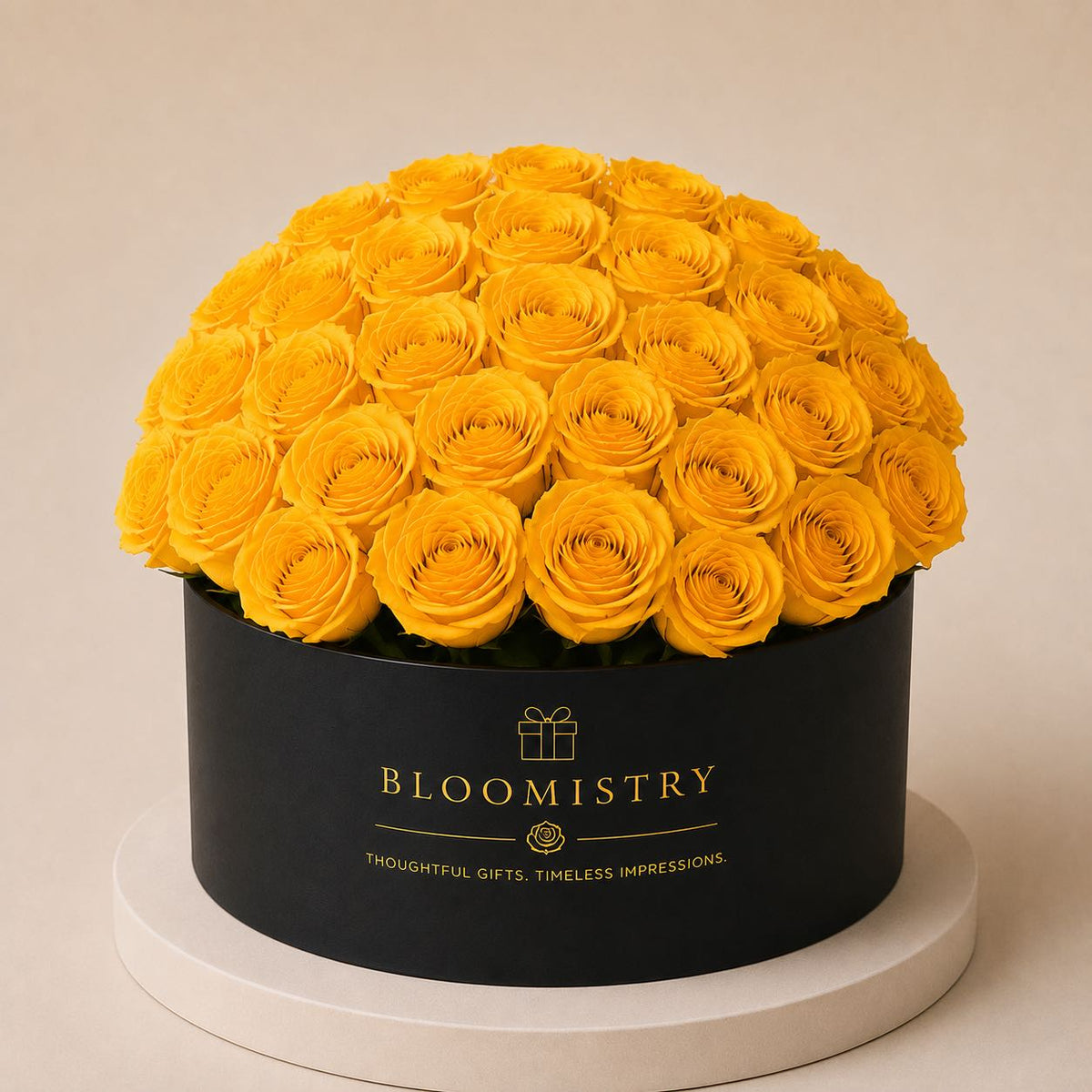 Yellow rose in Black Box deluxe
