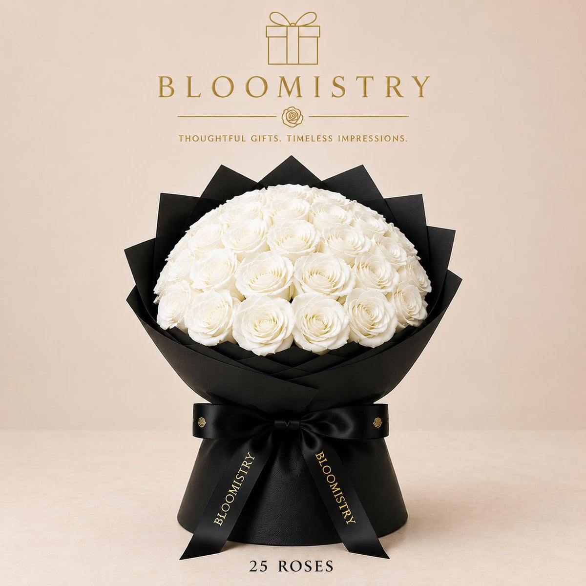 White rose in Black wrapping classic