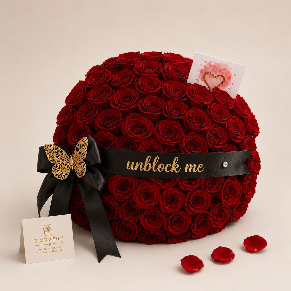 Unblock Red Rose Dome Bouquet — red rose dome delivered across the UAE by Bloomistry