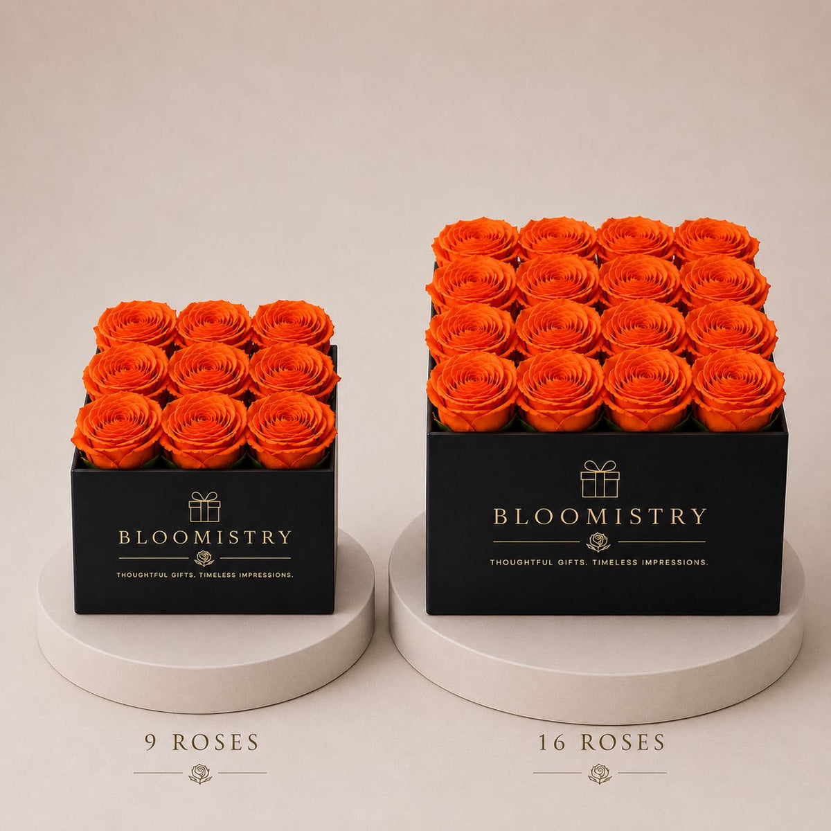 Red Roses Grid Cube – size comparison – luxury flowers delivered in the UAE by Bloomistry