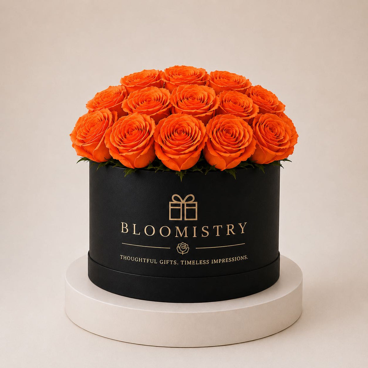 Orange rose in Black Box premium