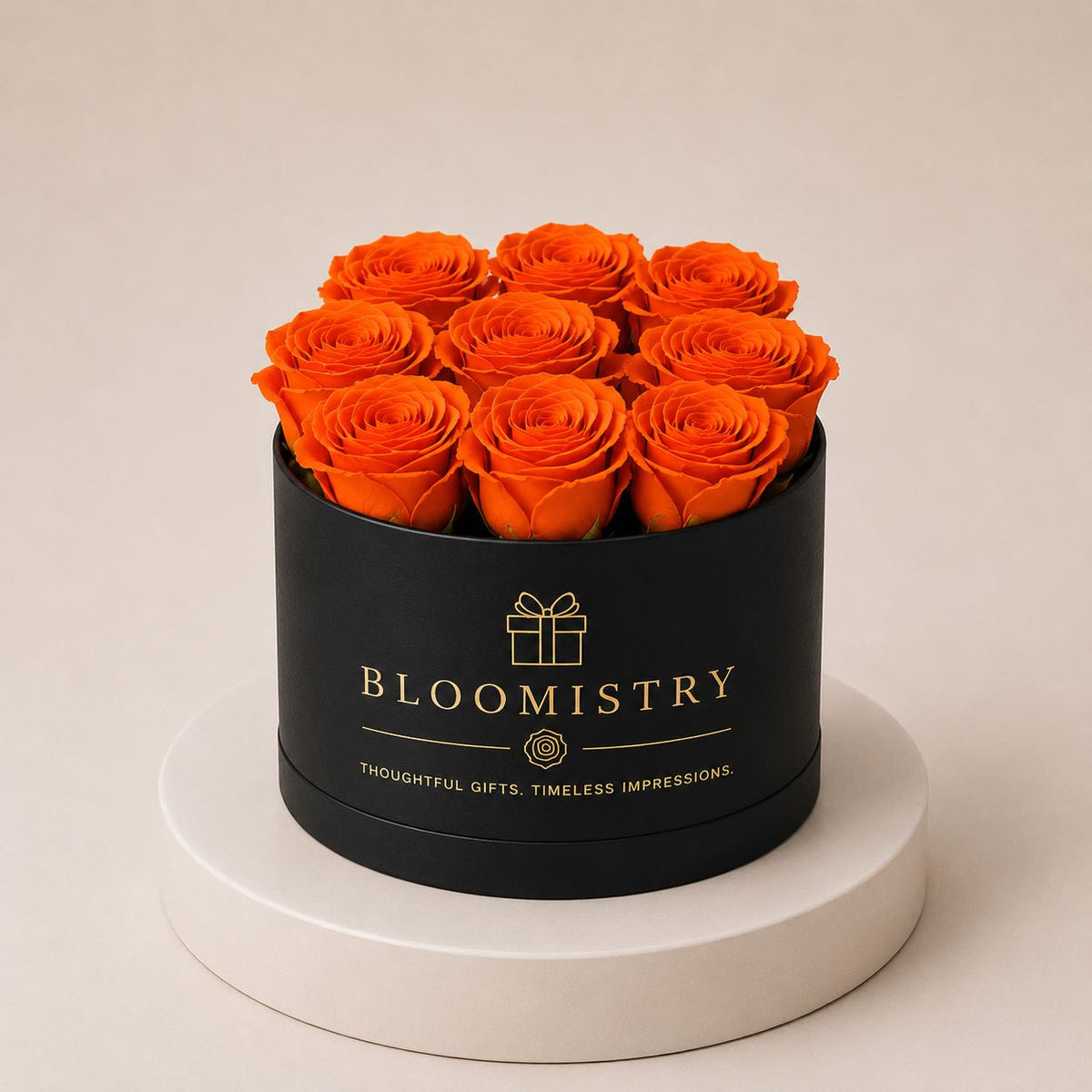 Orange rose in Black box classic