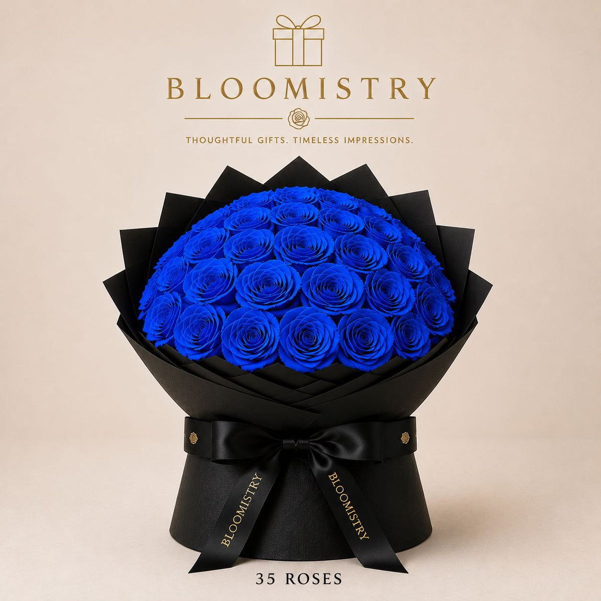 Blue rose in Black wrapping premium