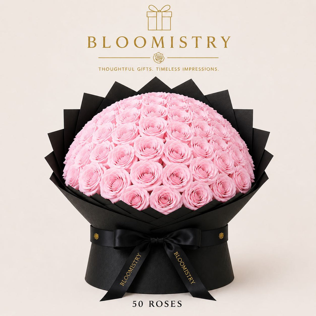 Pink rose in Black wrapping deluxe