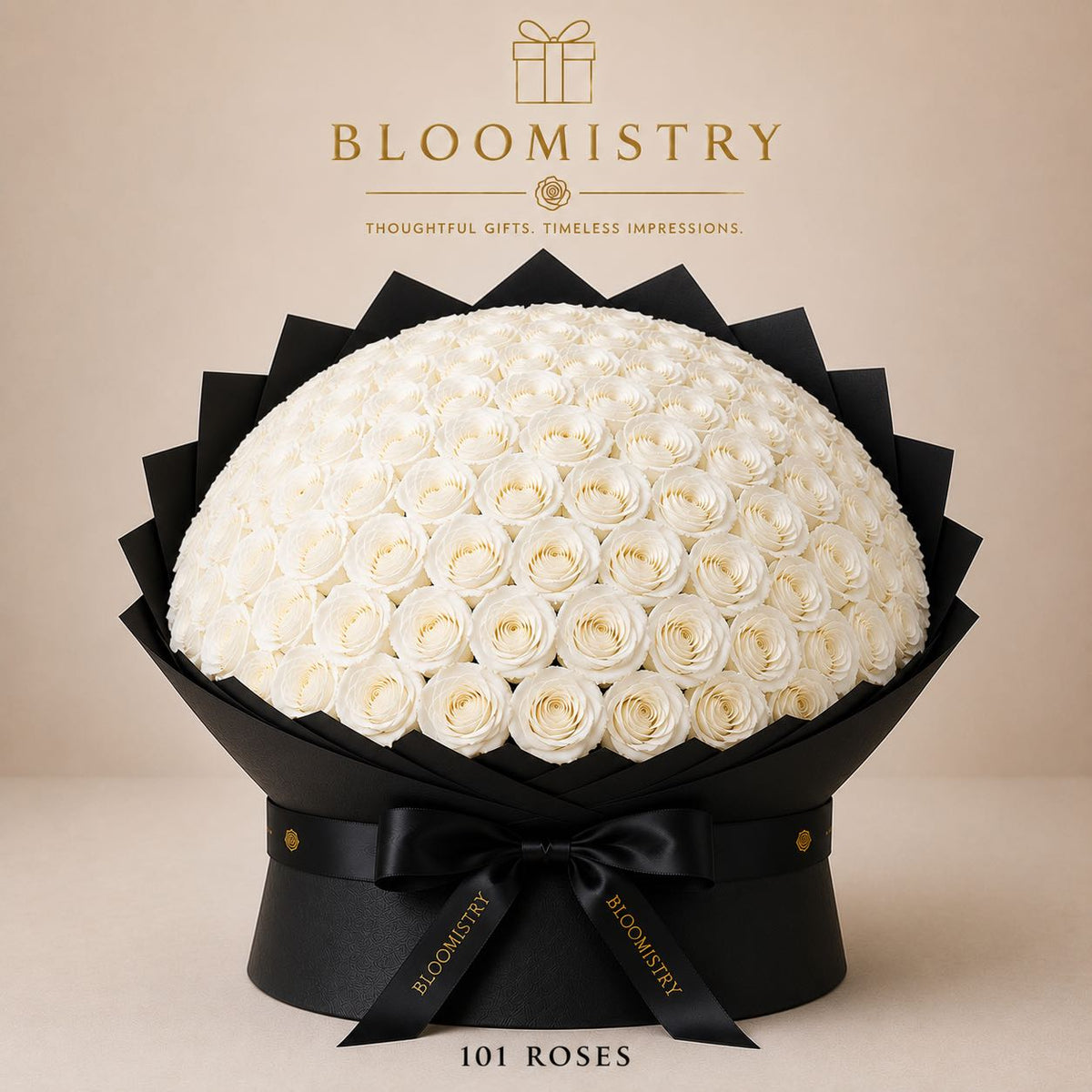 White rose in Black wrapping royal