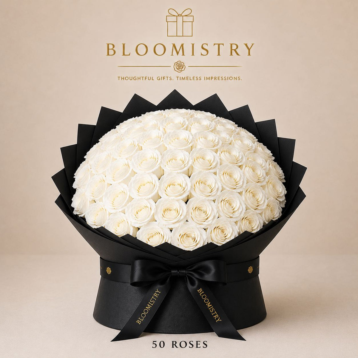 White rose in Black wrapping deluxe