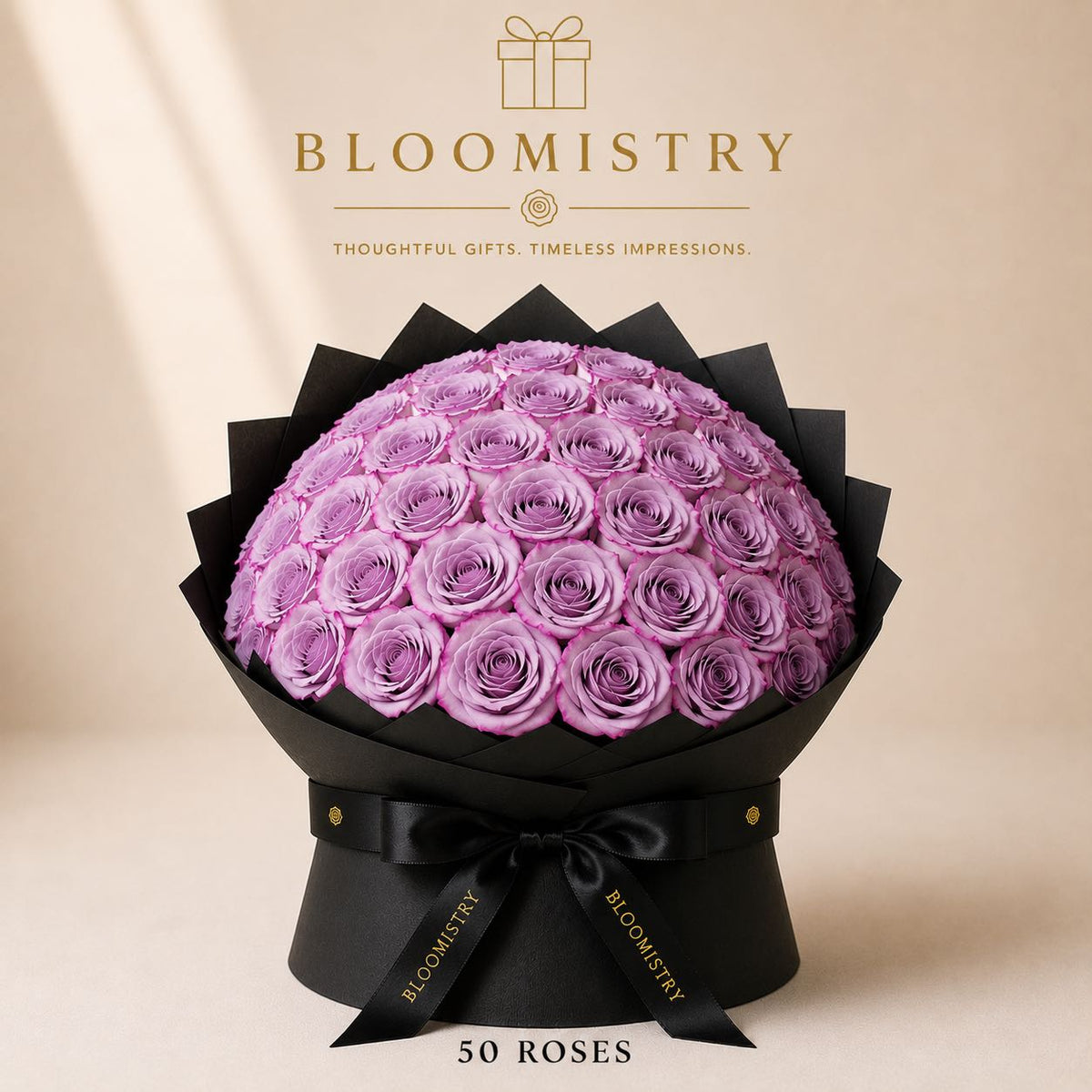 Purple rose in Black wrapping deluxe