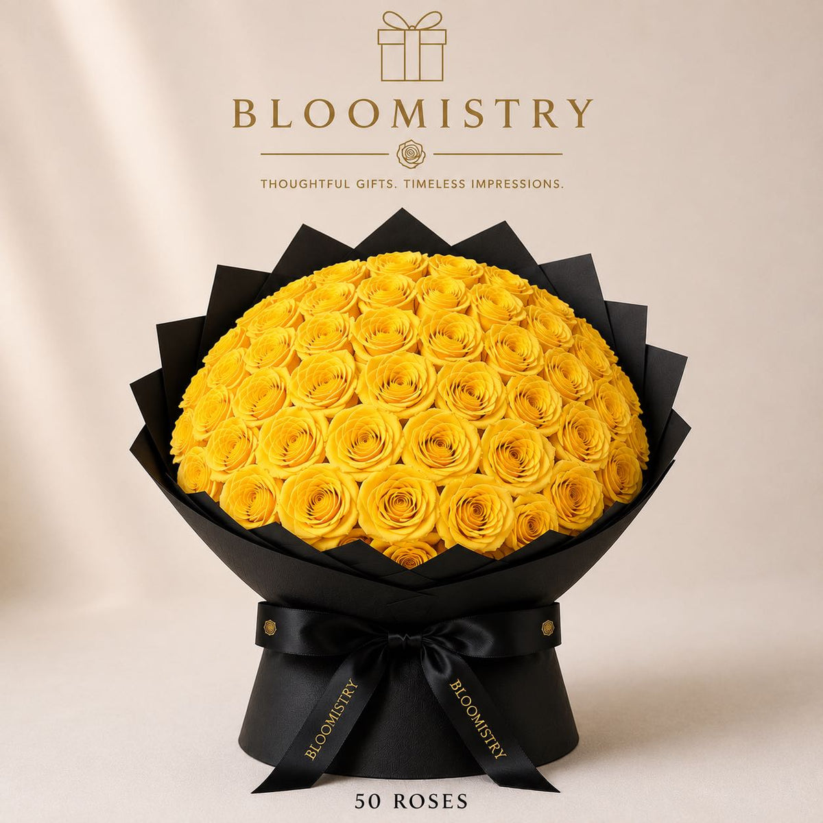 Yellow rose in Black wrapping deluxe