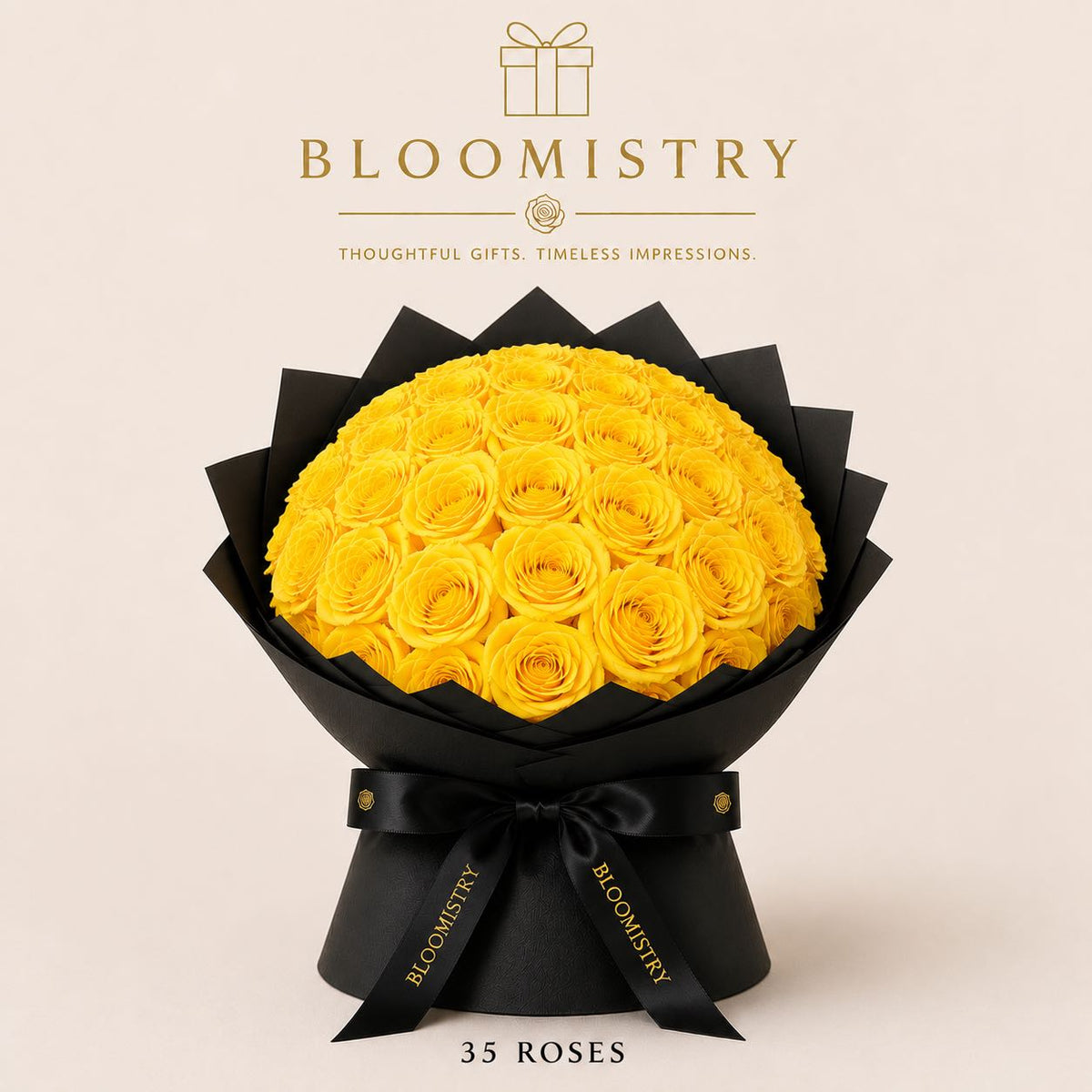 Yellow rose in Black wrapping premium