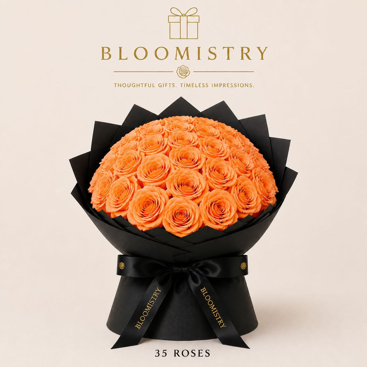 Orange rose in Black wrapping premium