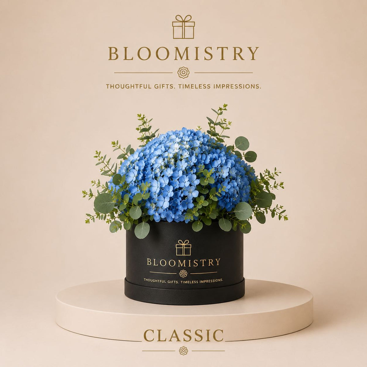 Blue Hydrangea in Black box Classic