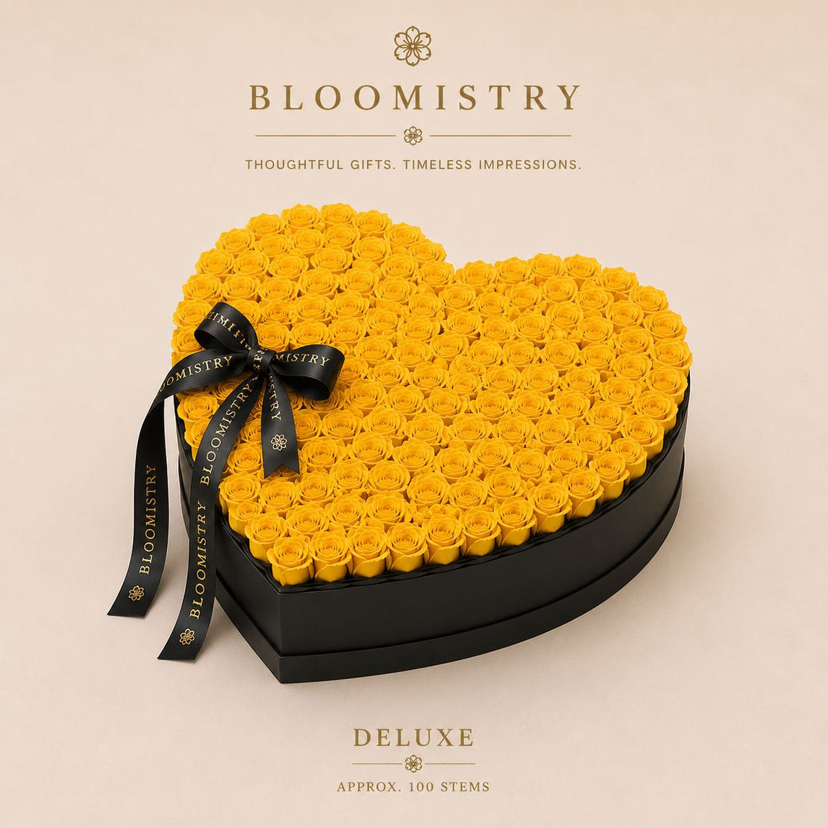 Yellow rose in black box deluxe