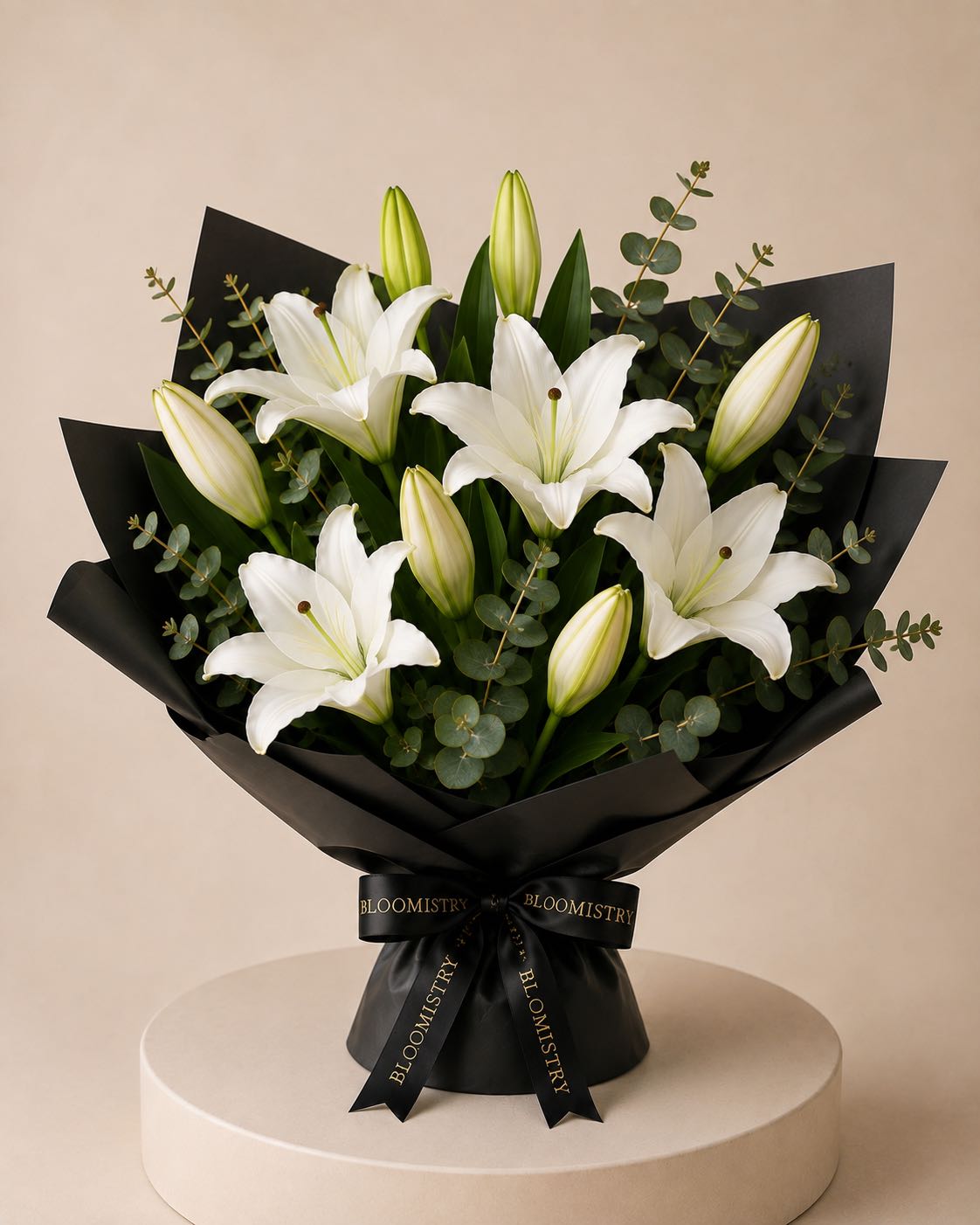 Lily Blanche Bouquet — fresh lily arrangement by Bloomistry, side view