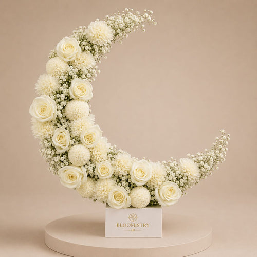 Crescent Moon Ivory — ivory flower arrangement delivered across the UAE by Bloomistry