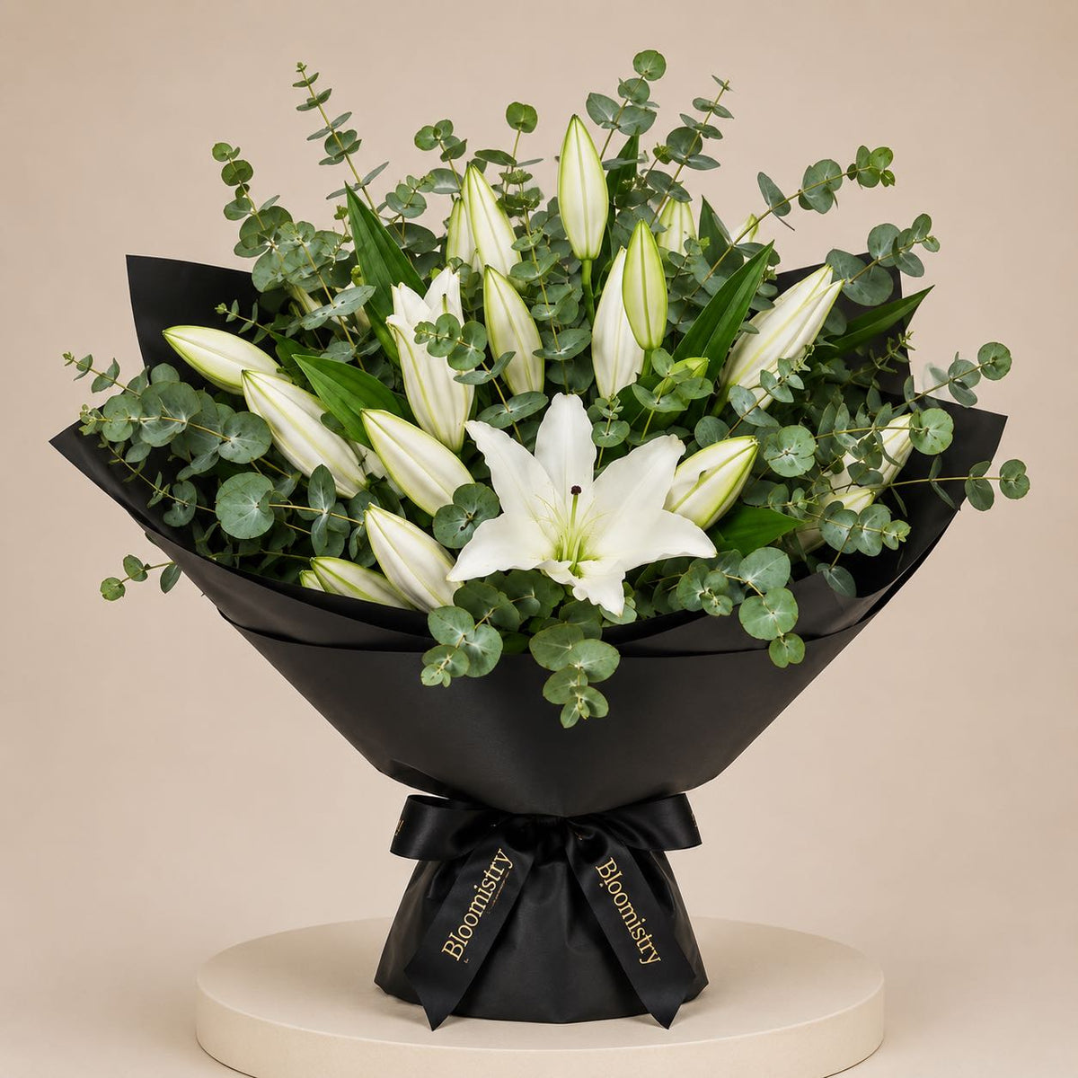 White lily in black wrapping