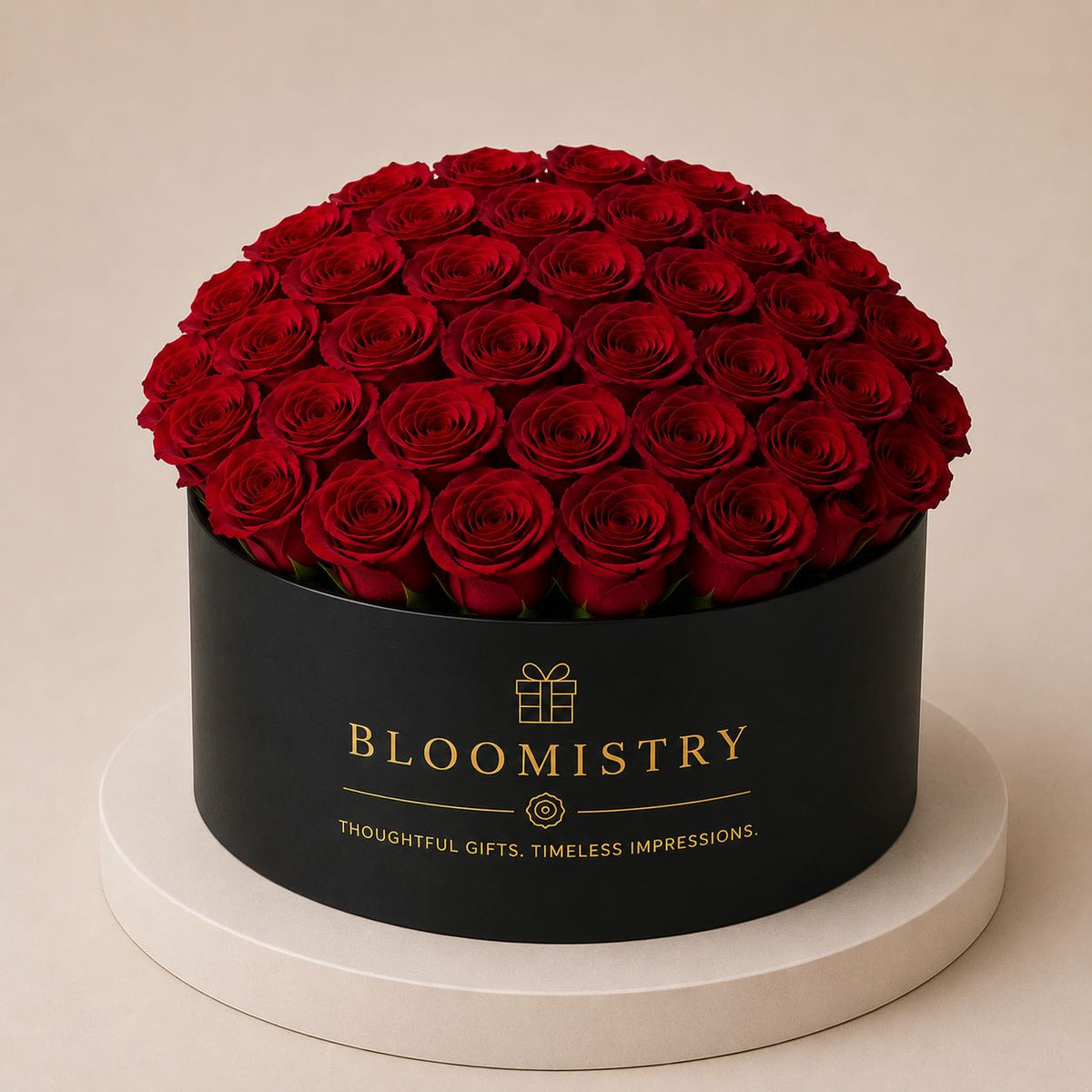 Red roses in black box-deluxe