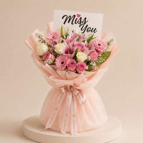 Pink Harmony Bouquet — pink flower arrangement delivered across the UAE by Bloomistry