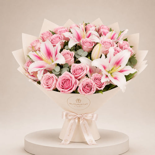 Pink Symphony Bouquet — fresh flower arrangement delivered across the UAE by Bloomistry
