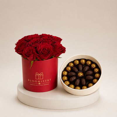 Red Rose and Chocolate Luxury Set — roses with chocolate delivered across the UAE by Bloomistry