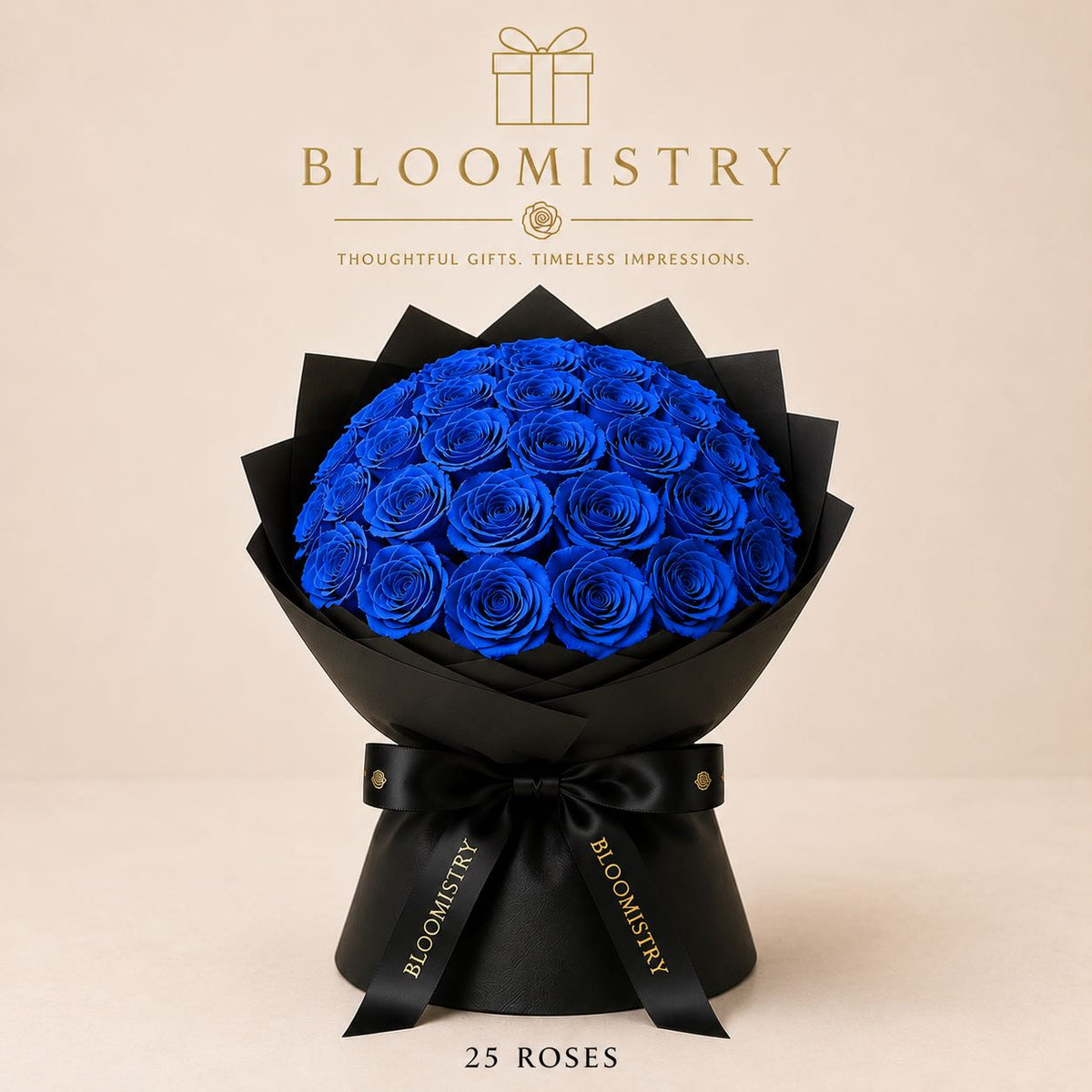 Blue rose in Black wrapping classic