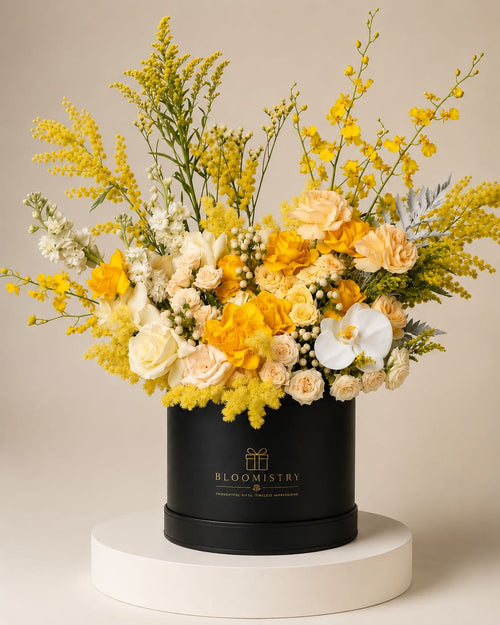 Serengeti Sunset Box arrangement — delivered across the UAE by Bloomistry