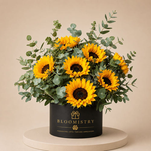Sunflower in Box — sunflowers in a gift box delivered across the UAE by Bloomistry
